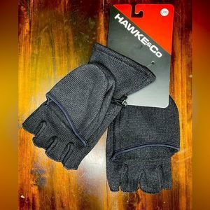 Hawke & Co Fingerless Convertible Gloves Mittens Men's Size L/XL Black NEW